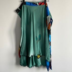 Layered silk wrap skirt